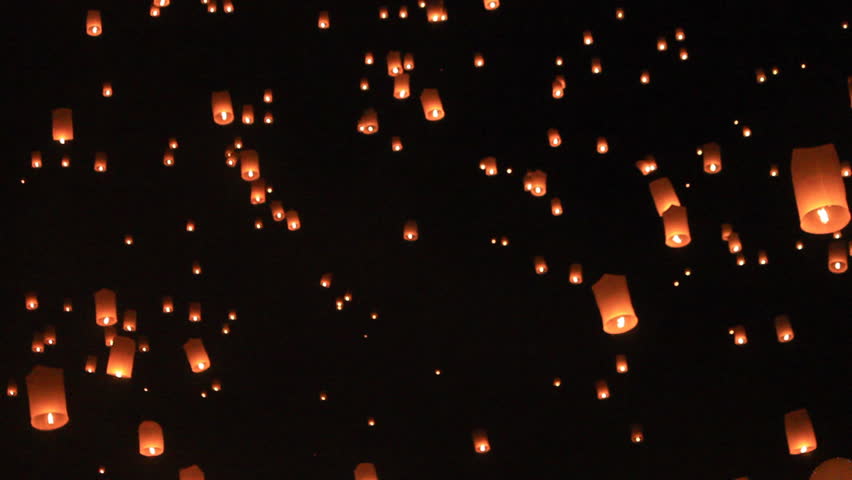Floating lantern, Yi Peng Balloon Festival in Chiangmai Thailand