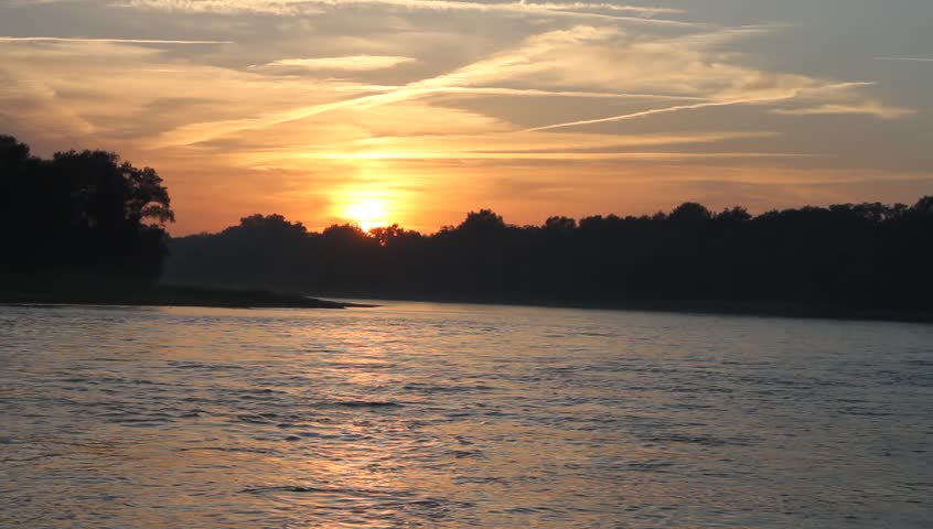 Sunset on the Elbe river in Saxony-Anhalt / Germany