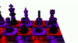 Precious chess made from ruby and amethyst. Sequence. 