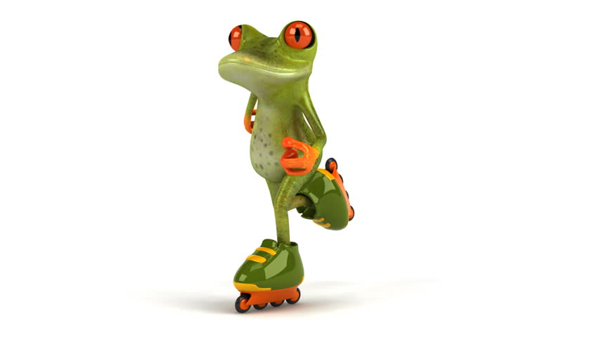Green frog skating