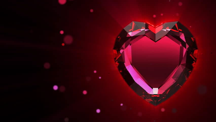 rotating ruby valentine heart on garnet background caress