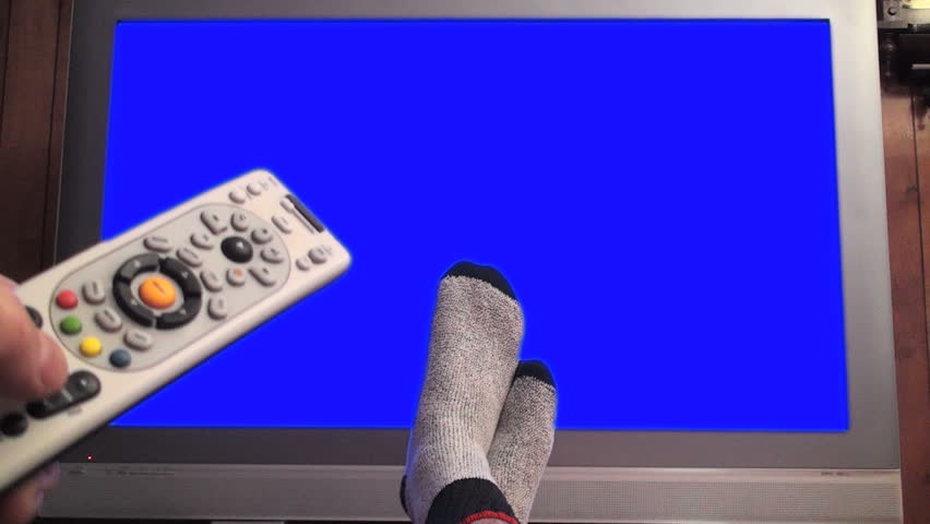 Remote changes channels on TV, blue screened - HD 1080i