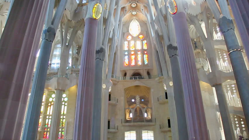 BARCELONA, SPAIN - CIRCA JULY 2012: Sagrada Familia, large Roman Catholic basilica in center of Barcelona, Catalonia, Spain, project - Antoni Gaudi
