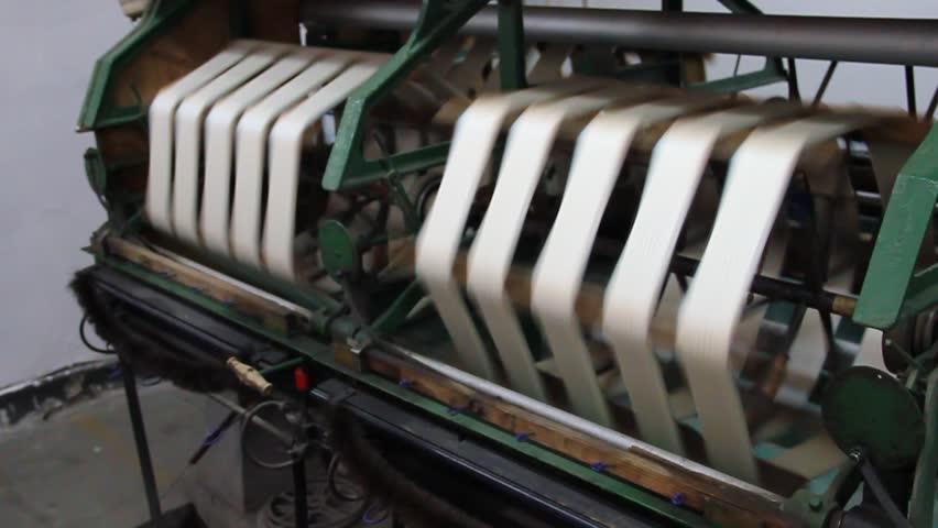 Machine producing tissues in a silk factory