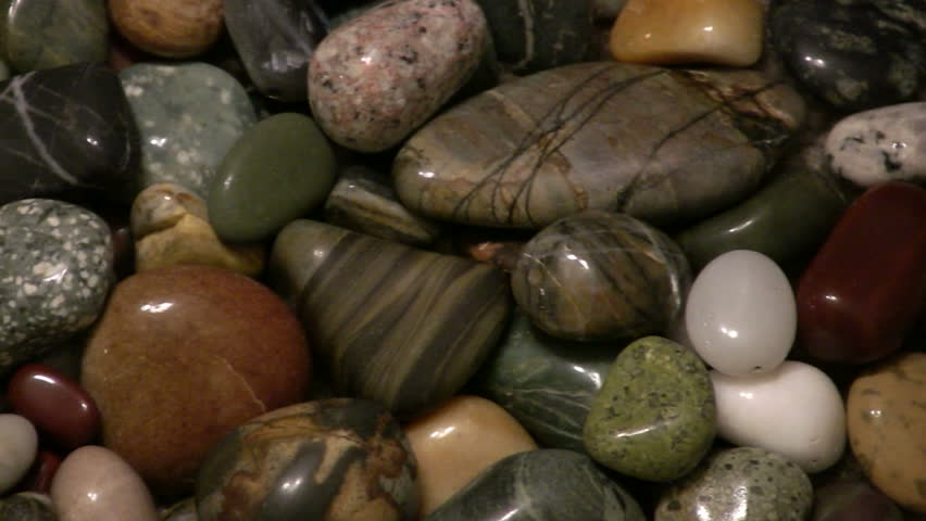 Panning shot of beautiful polished rocks