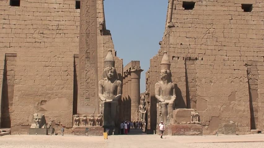 LUXOR, EGYPT - CIRCA 2007: Entrance To Luxor Temple Egypt Stock Footage