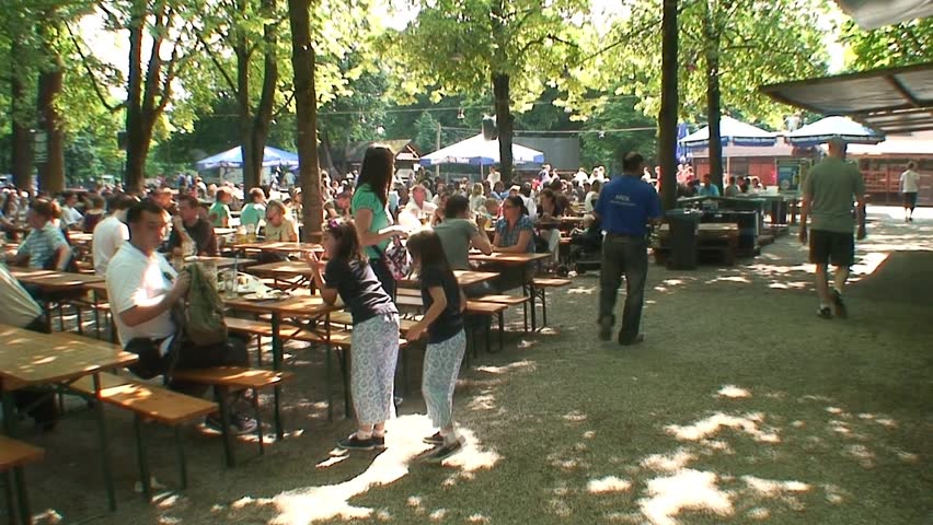 MUNICH, GERMANY - CIRCA 2011: Hirschgarten Beer Garden in Munich.