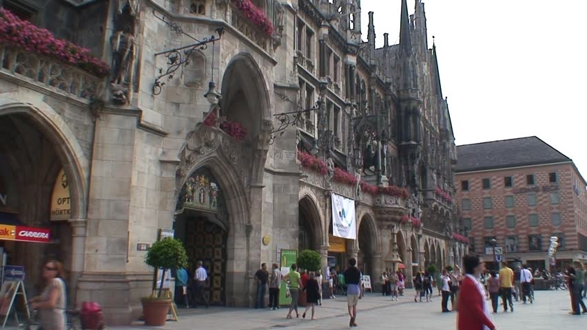 MUNICH, GERMANY - CIRCA 2011: Pan of the Munich Marienplatz.