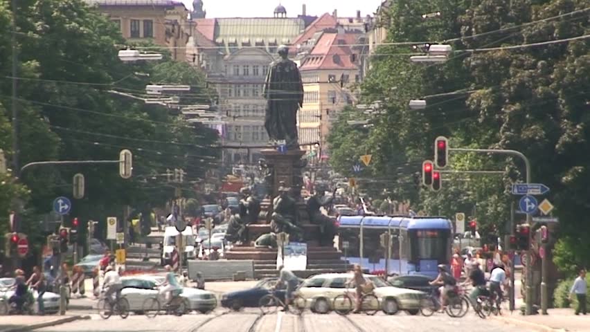 MUNICH, GERMANY - CIRCA 2011: Maximilian Street with traffic and transport in Munich.