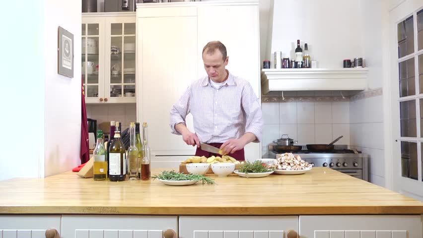 Zooming in on a hobby cook, preparing a luxurious dinner