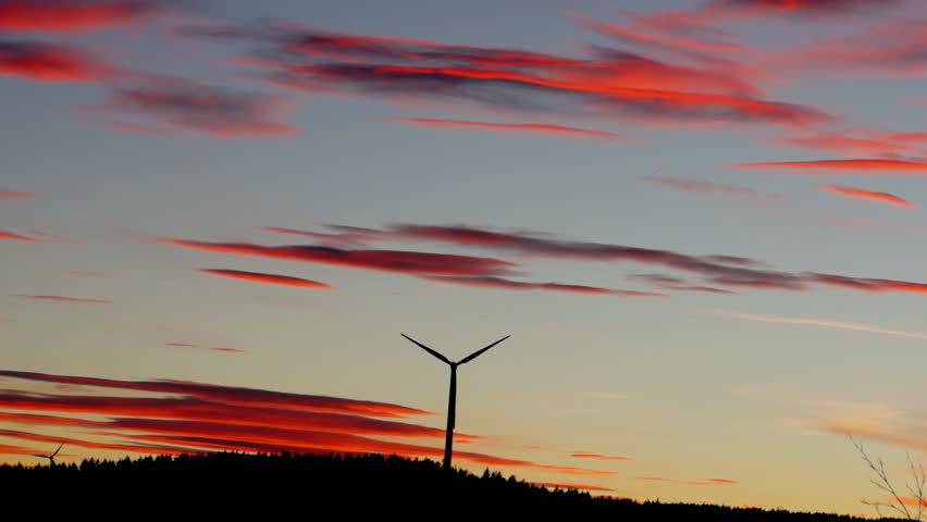 Sunset with windmills