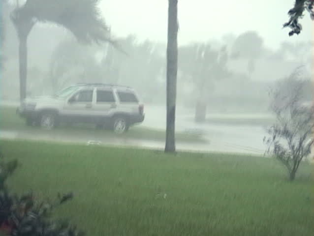 100 MPH + hurricane winds and rain blowing DEBRIS!