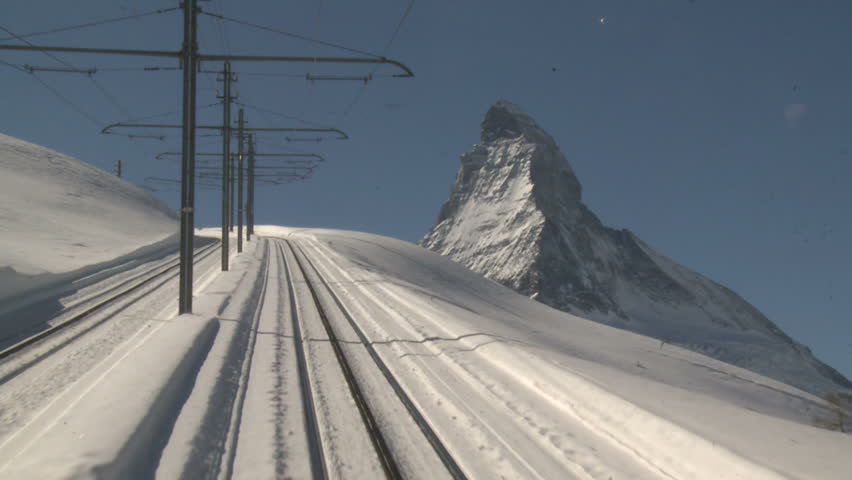 Alpine Mountain Railway Driver's View. Shot on the famous Zermatt to Gornergrat railway in Switzerland in winter in full HD 1920x1080 30p on Sony EX1