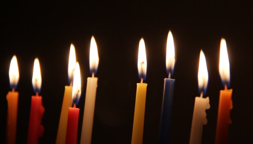 Brightly Lit Hanukkah Candles 