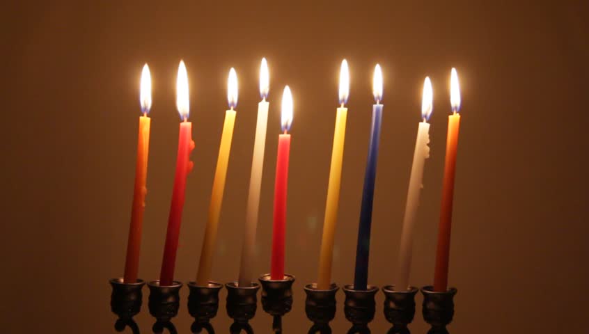 Brightly Lit Hanukkah Candles 