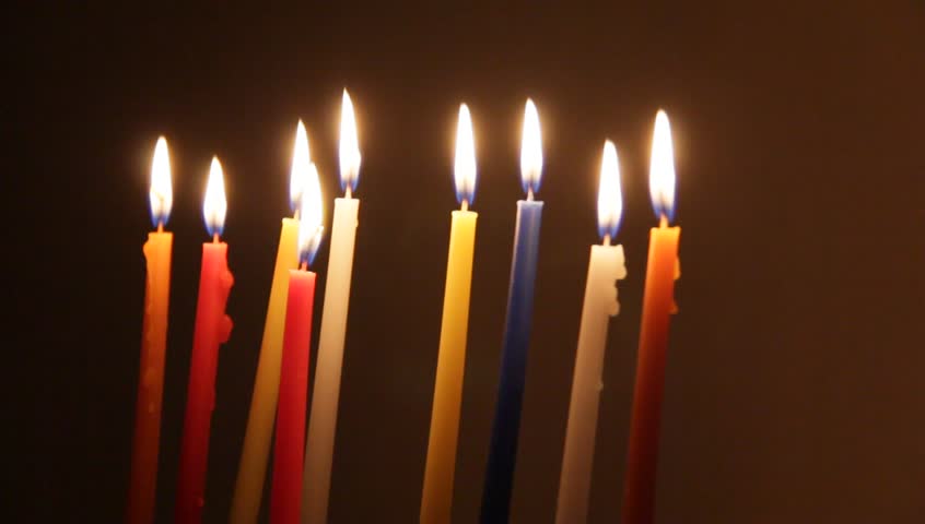 Brightly Lit Hanukkah Candles 