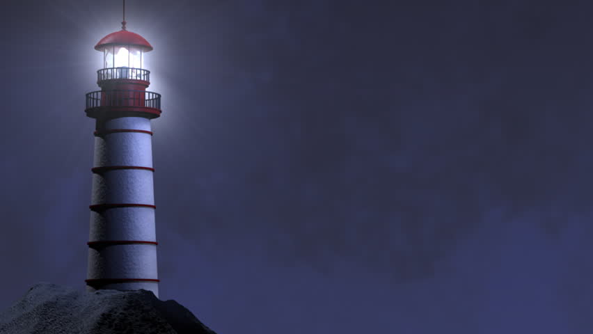 Lighthouse Projecting A Beam Of Light Into Vast Darkness Of Stormy ...