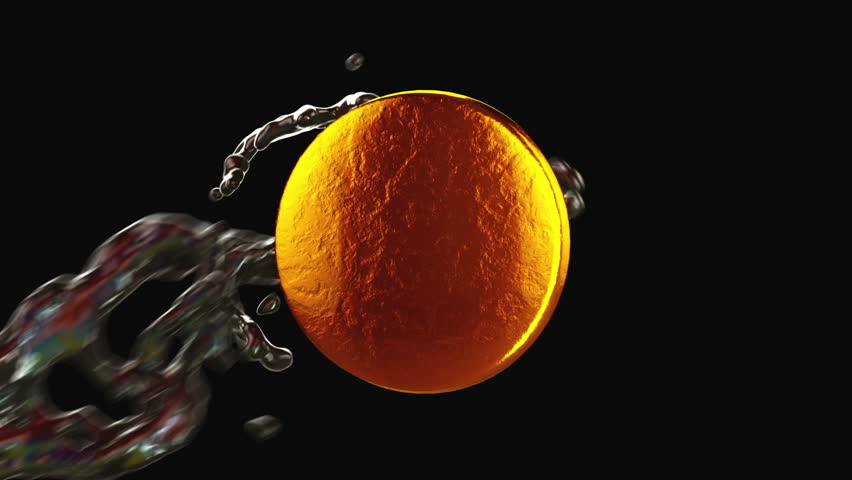 Oil industry: crude flow covering golden coin with slow motion