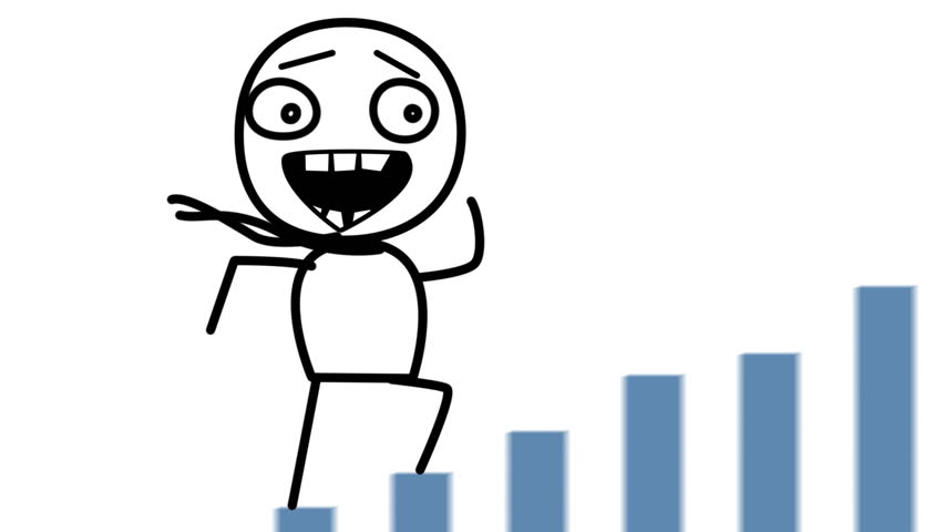 happy man and good statistics loop cartoon