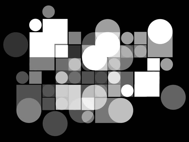 Circles, dots and squares taking different alternating positions, both overlapping and side by side. Filling up the screen. The true living wallpaper cliche executed in perfect style.
