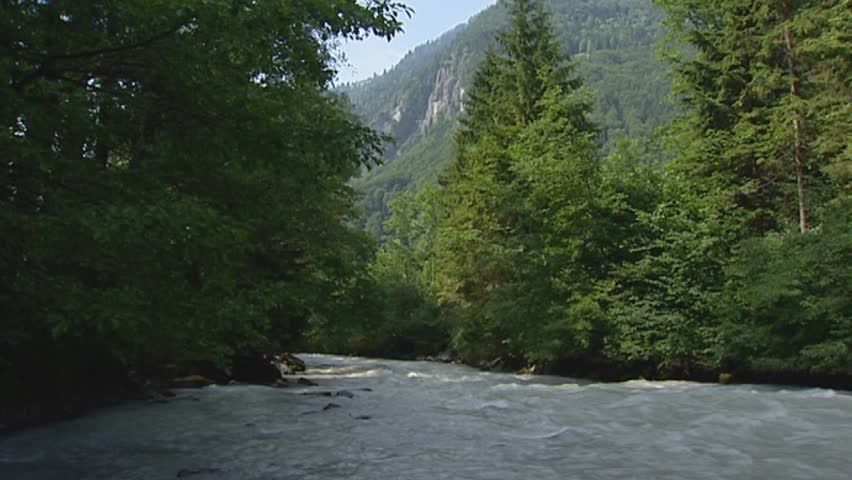 stream river in valley. The LÃ¼tschine is a river in the Bernese Oberland, Switzerland