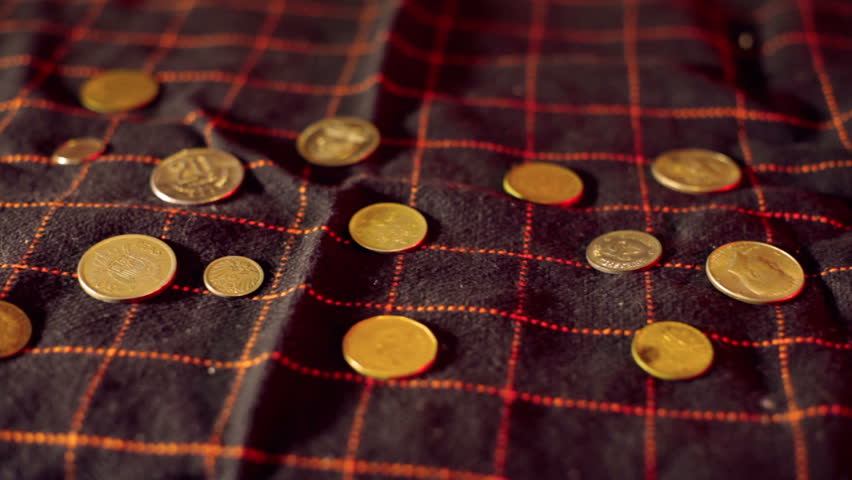 coin collection on table