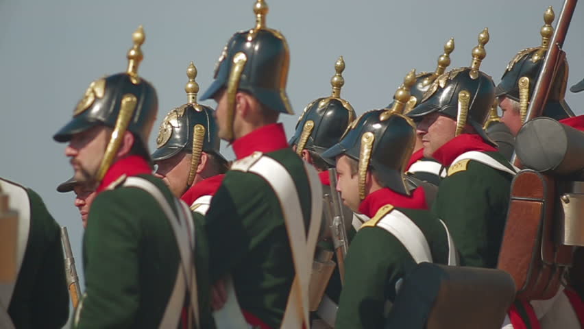 CRIMEA, UKRAINE â SEPTEMBER 29, 2012: Troop before the battle during reenactment of Battle of Alma (Crimean War 1853 - 1856) on a historical festival in Crimea.