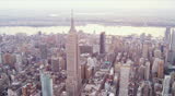 New York - August 20, 2012: Aerial view Empire State Building city skyscrapers, Hudson river, Manhattan, New York, USA,
