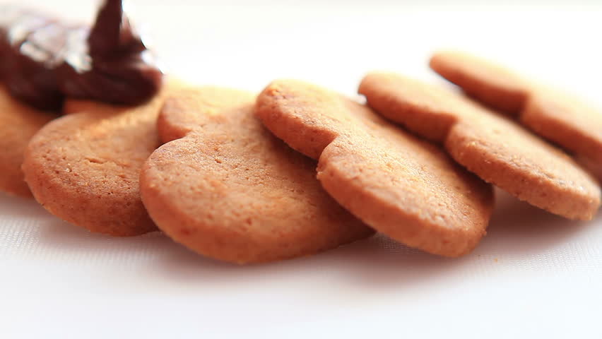 Chocolate on biscuits