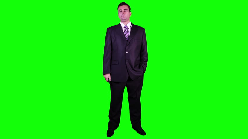 Young Businessman Phone Full Body Greenscreen

Footage was shot against green screen and is keyed out
The background is pure green that's why removing the green is easy
Green spills are removed