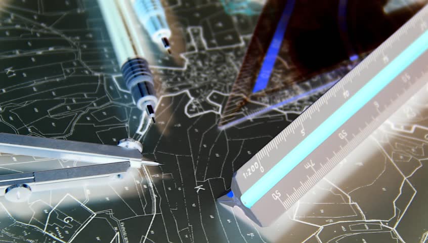 Designed footage of architect elements and tools.