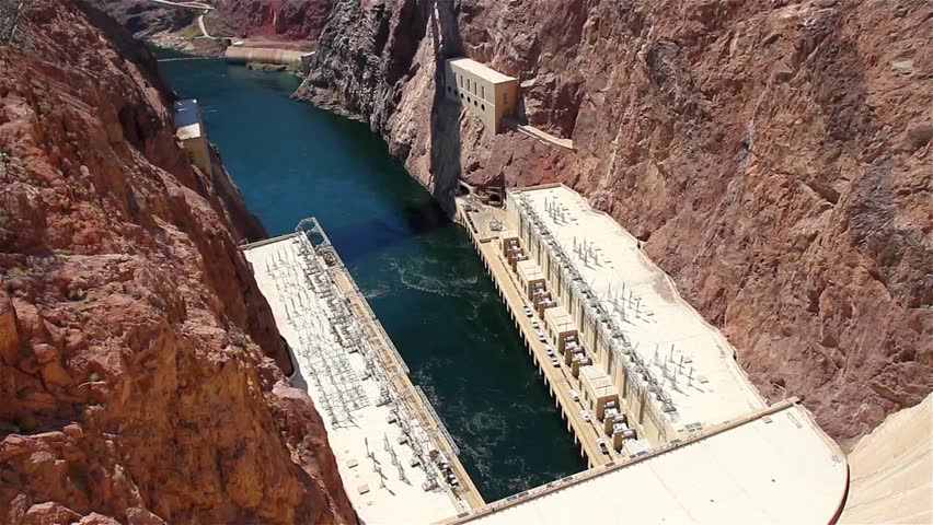 Hoover Dam, once known as Boulder Dam. Hoover Dam is a concrete arch-gravity dam in the Black Canyon of the Colorado River, on the border between the US states of Arizona and Nevada.