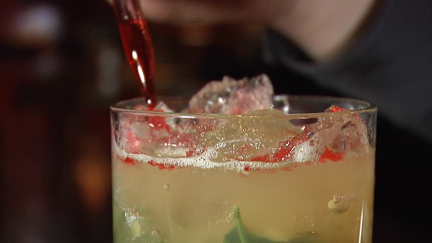 Fruity cocktail is flavored with cherry juice