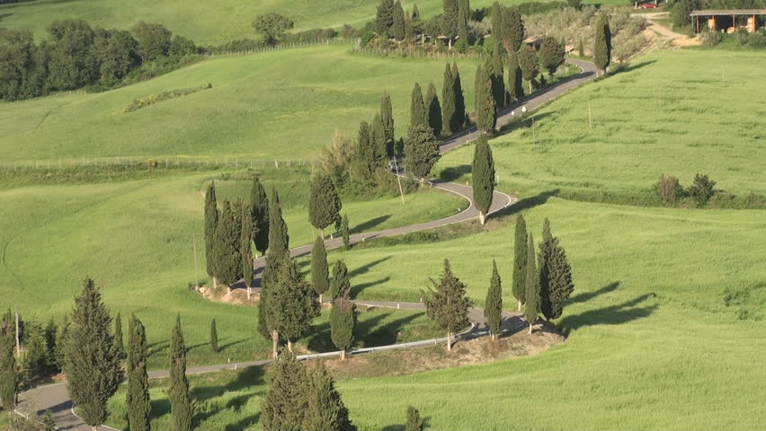 Winding road near Monticchiello in Tuscany. Italy