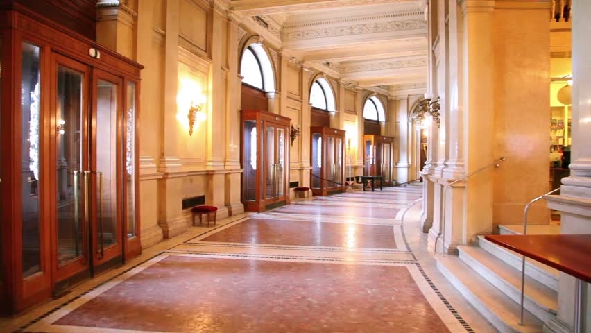 the Vienna Burgtheater hall a panorama from a ladder on an entrance door
