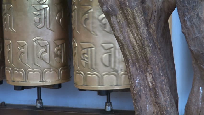 Tibetan buddhist prayer wheels in Dharamsala, Himachal Pradesh, India


