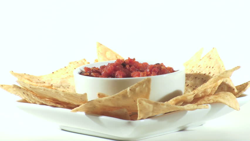 Salsa and chips, hand dips - HD
