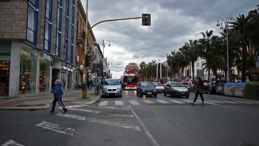 BARI, ITALY - December, 19: City street in a winter day on December, 19, 2012, Bari, Italy. It is well known as a port and university city, as well as the city of Saint Nicholas