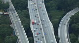 Aerial View of Singapore, East Coast PKWY Highway near Singapore Flyer, Kallang