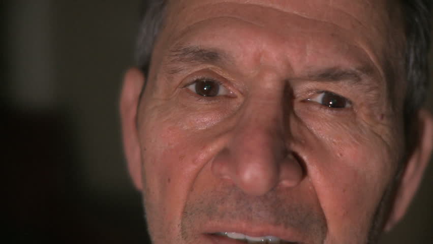 Studio shot of a male face (60's). This series was shot on a Sony Ex-1 with a Letus Extreme and a 50mm Nikon.