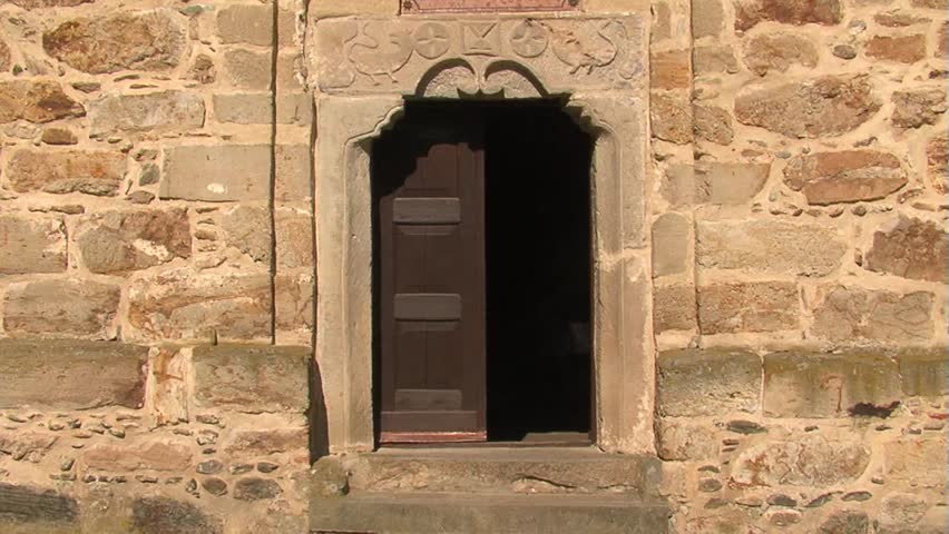 Orthodox Monastery Naupara XIV century,Serbia, 2012. August 10th.Door close up