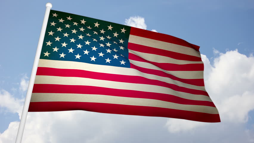 USA flag loop waving in cloudscape