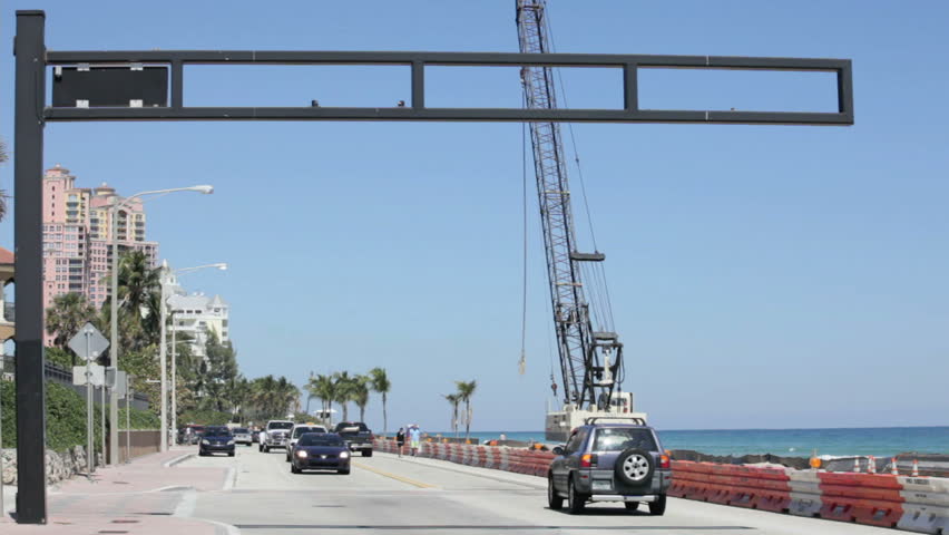 FORT LAUDERDALE- MARCH 6: Footage of Fort Lauderdale Beach undergoing reconstruction from rough tides causing erosion March 6, 2013 in Fort Lauderdale, Florida. 