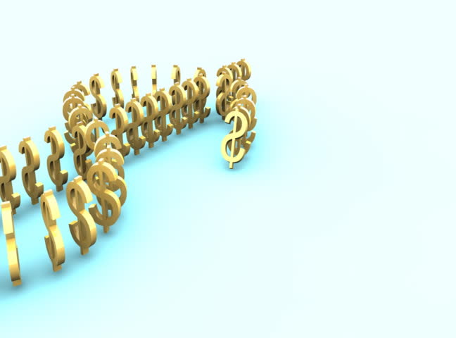 Falling domino made of dollar signs create a dollar sign - NTSC