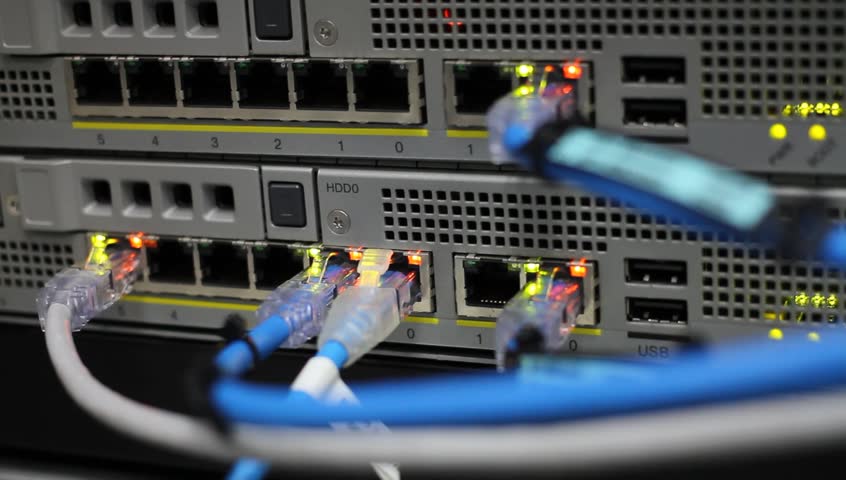 Network cables connected to server.