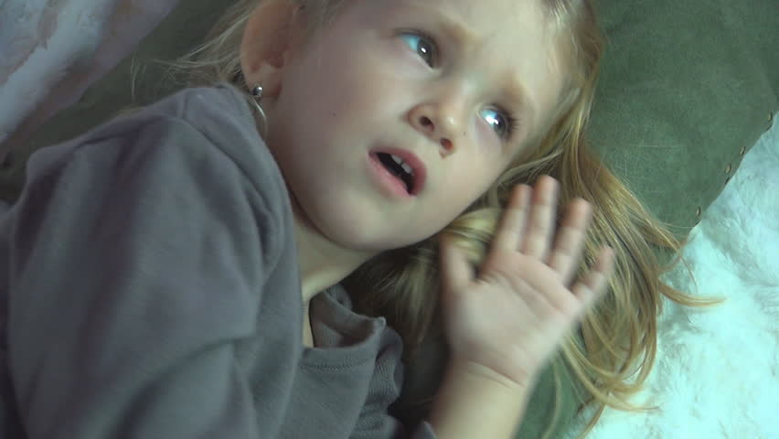 Sick Child Sneezing then her Mother Checking Temperature with Thermometer