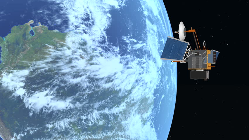 A spy satellite orbiting the earth.