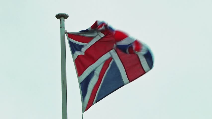 Flag Flying In A Strong Wing - Union Jack of Great Britain - Victoria Park, Stafford, England