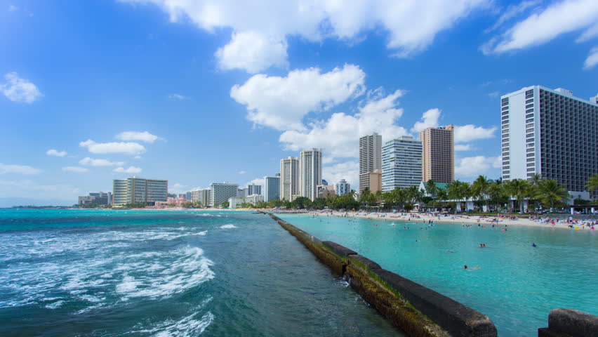 Time lapse of Waikiki beach, Honolulu Hawaii