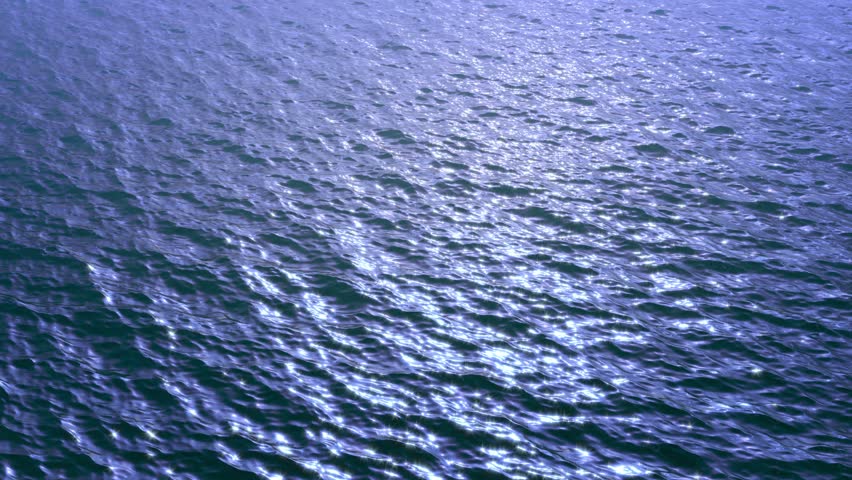 Fly over ocean water surface, loopable. (HD, high definition 1080p, seamless loop). Great background for movie credits